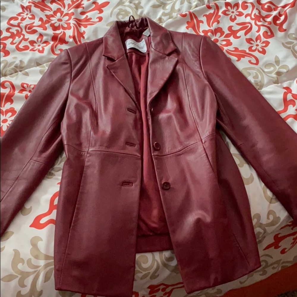 Lord and Taylor Red Leather Jacket